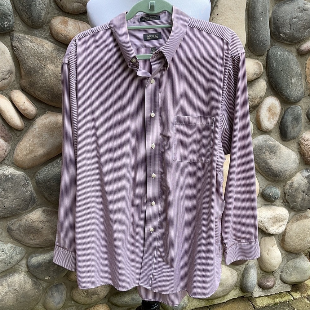 Arrow Wrinkle Free Pinpoint Striped Dress Shirt XL